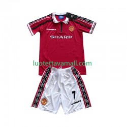 Lapset Manchester United Beckham 7 Retro 1998-1999 Lyhythihainen Fanipaita ,Koti