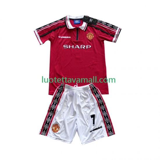 Lapset Manchester United Beckham 7 Retro 1998-1999 Lyhythihainen Fanipaita ,Koti