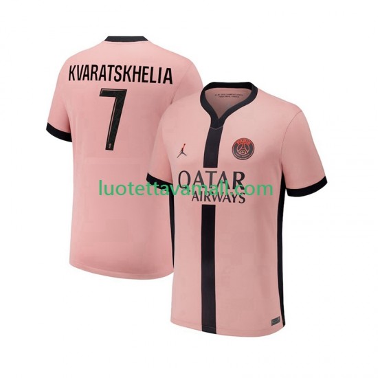 Miehet Paris Saint-Germain Khvicha Kvaratskhelia 7 2024-2025 Lyhythihainen Fanipaita ,Kolmas