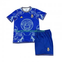 Lapset Real Madrid Versace Edition 2024-2025 Sininen Lyhythihainen Fanipaita ,Koti