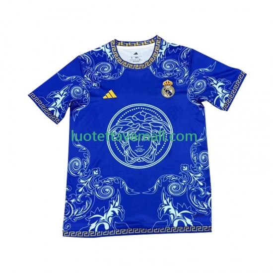 Miehet Real Madrid Versace Edition 2024-2025 Sininen Lyhythihainen Fanipaita ,Koti