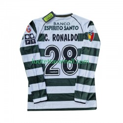 Miehet Sporting CP Cristiano Ronaldo 28 Retro 2001 2003 Pitkähihainen Fanipaita ,Koti