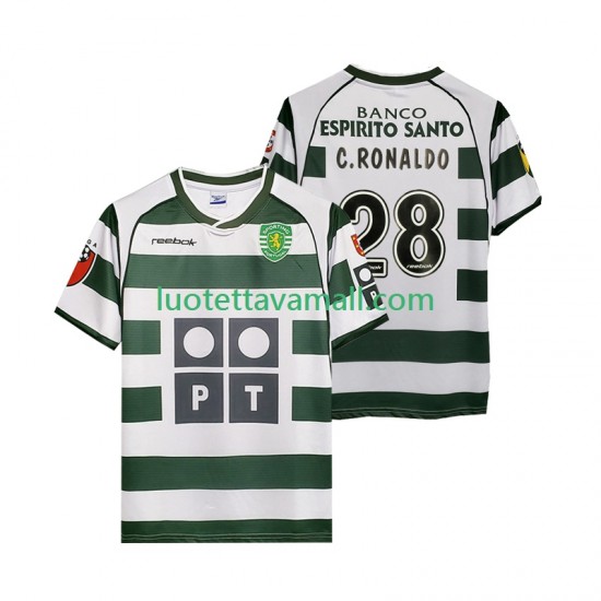 Miehet Sporting CP Cristiano Ronaldo 28 Retro 2001 2003 Lyhythihainen Fanipaita ,Koti