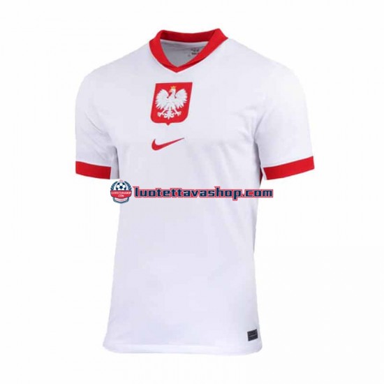 Miehet Puola Euro 2024 Valkoinen Lyhythihainen Fanipaita ,Koti