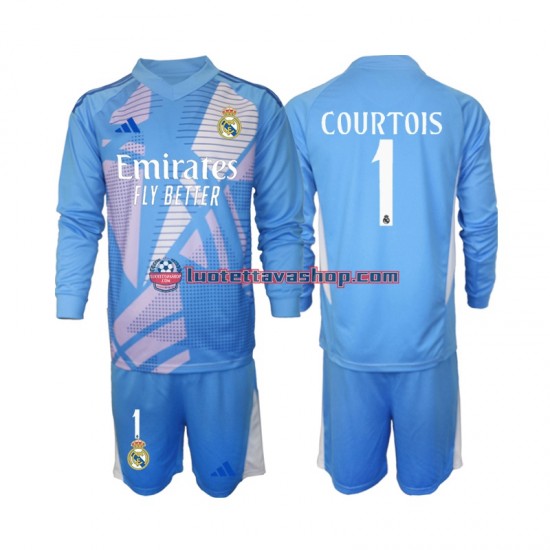 Lapset Real Madrid Maalivahdin Thibaut Courtois 1 2024-2025 Pitkähihainen Fanipaita ,Koti