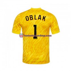 Miehet Slovenia Maalivahdin Jan Oblak 1 Euro 2024 Keltainen Lyhythihainen Fanipaita ,Koti
