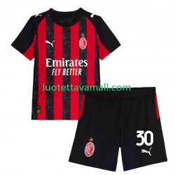 Lapset AC Milan Ardon Jashari 30 2025-2026 Lyhythihainen Fanipaita ,Koti
