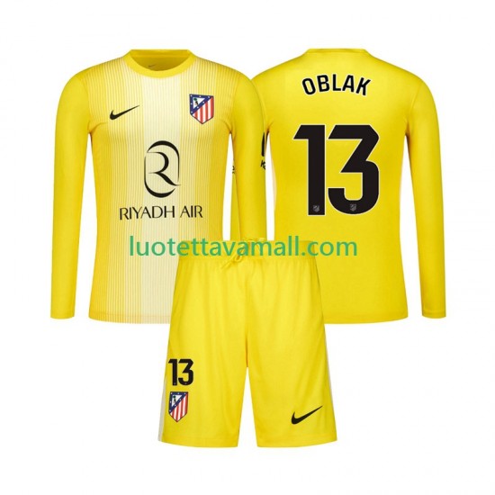 Lapset Atlético Madrid Maalivahdin Jan Oblak 13 2025-2026 Pitkähihainen Fanipaita ,Koti