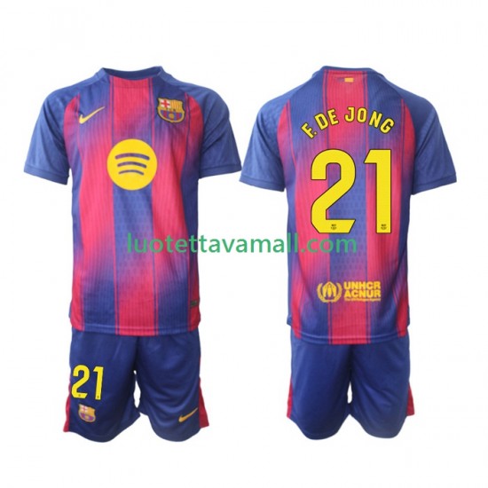 Lapset FC Barcelona Frenkie de Jong 21 2025-2026 Lyhythihainen Fanipaita ,Koti