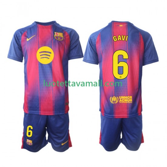 Lapset FC Barcelona Gavi 6 2025-2026 Lyhythihainen Fanipaita ,Koti
