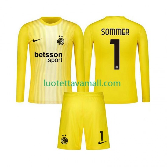 Lapset Inter Milan Maalivahdin Yann Sommer 1 2025-2026 Pitkähihainen Fanipaita ,Vieras