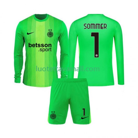 Lapset Inter Milan Maalivahdin Yann Sommer 1 2025-2026 Pitkähihainen Fanipaita ,Kolmas