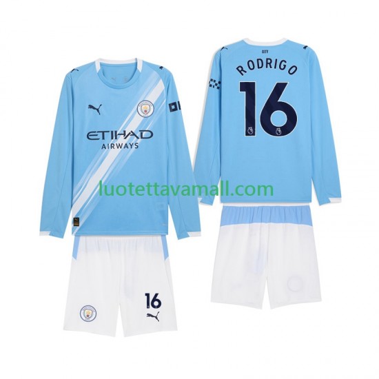 Lapset Manchester City Rodrigo Hernandez 16 2025-2026 Pitkähihainen Fanipaita ,Koti