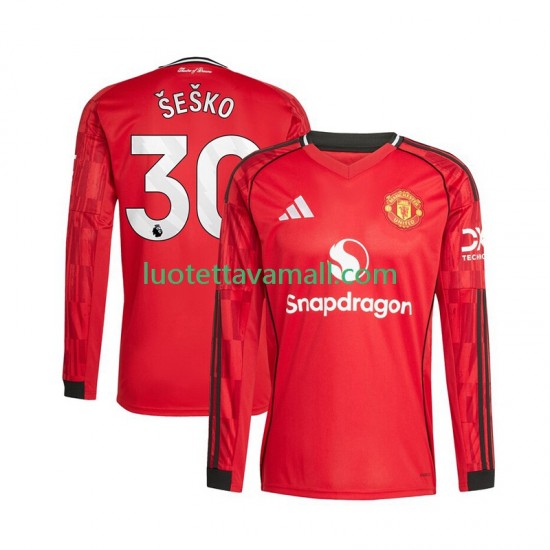 Miehet Manchester United Benjamin Sesko 30 2025-2026 Pitkähihainen Fanipaita ,Koti