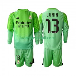 Lapset Real Madrid Maalivahdin Andriy Lunin 13 2025-2026 Pitkähihainen Fanipaita ,Vieras