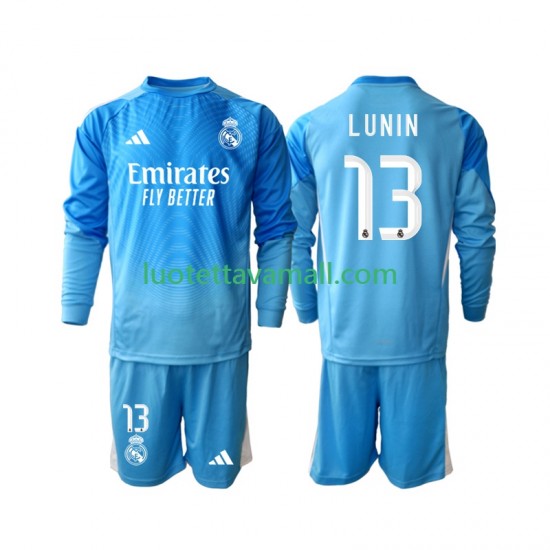 Lapset Real Madrid Maalivahdin Andriy Lunin 13 2025-2026 Pitkähihainen Fanipaita ,Koti