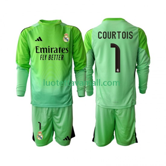 Lapset Real Madrid Thibaut Courtois 1 2025-2026 Pitkähihainen Fanipaita ,Vieras
