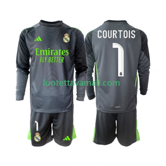 Lapset Real Madrid Thibaut Courtois 1 2025-2026 Pitkähihainen Fanipaita ,Kolmas
