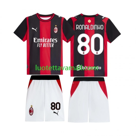 Lapset AC Milan Ronaldinho 80 2026-2027 Lyhythihainen Fanipaita ,Koti