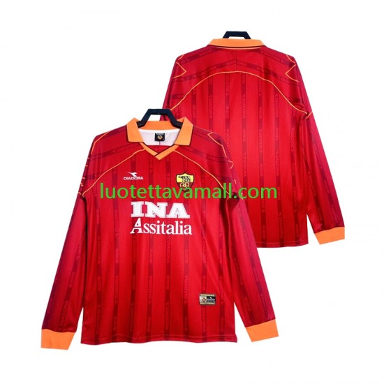 Miehet AS Roma Retro 1999 2000 Pitkähihainen Fanipaita ,Koti