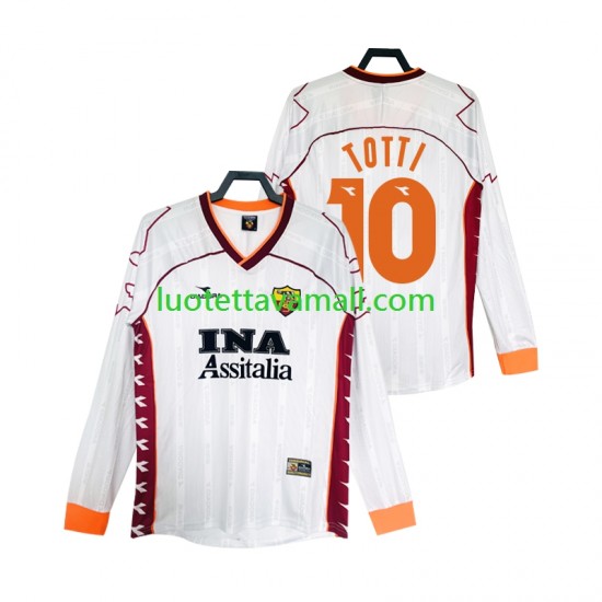 Miehet AS Roma Totti 10 Retro 1999 2000 Pitkähihainen Fanipaita ,Vieras