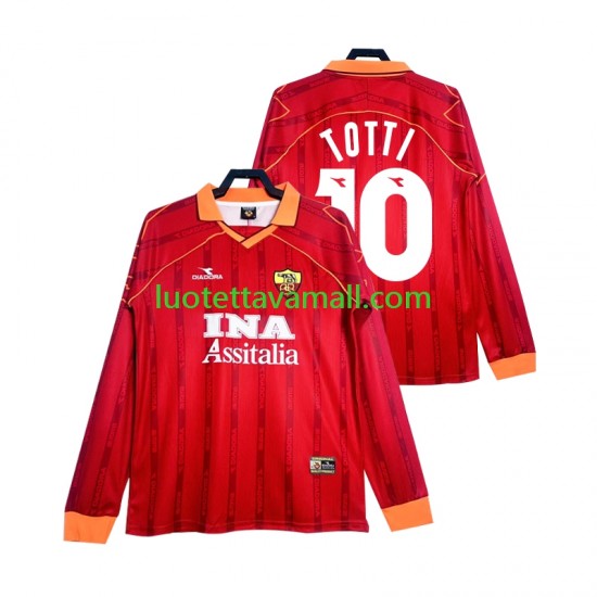 Miehet AS Roma Totti 10 Retro 1999 2000 Pitkähihainen Fanipaita ,Koti