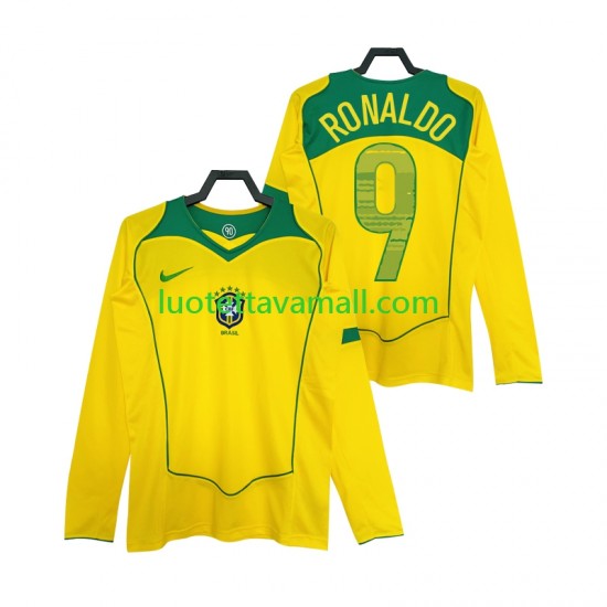 Miehet Brasilia RONALDO 9 Retro 2004 Pitkähihainen Fanipaita ,Koti