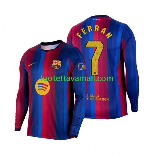 Miehet FC Barcelona Ferran Torres 7 2026-2027 Pitkähihainen Fanipaita ,Koti