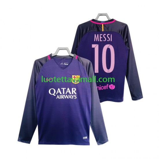 Miehet FC Barcelona Lionel Messi 10 Retro 2016 2017 Pitkähihainen Fanipaita ,Vieras
