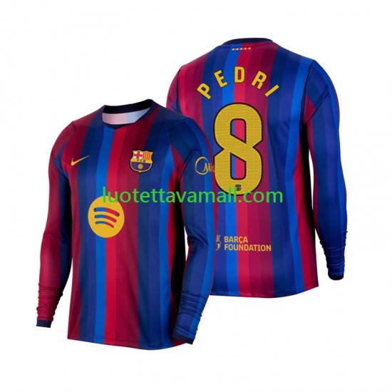 Miehet FC Barcelona Pedri 8 2026-2027 Pitkähihainen Fanipaita ,Koti