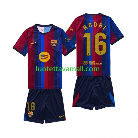 Lapset FC Barcelona Rodri 16 2026-2027 Lyhythihainen Fanipaita ,Koti