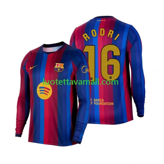 Miehet FC Barcelona Rodri 16 2026-2027 Pitkähihainen Fanipaita ,Koti