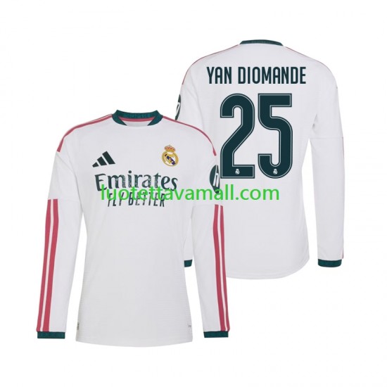 Miehet Real Madrid Yan Diomande 25 2026-2027 Pitkähihainen Fanipaita ,Koti