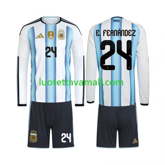 Lapset Argentiina Enzo Fernandez 24 World Cup 2026 Pitkähihainen Fanipaita ,Koti