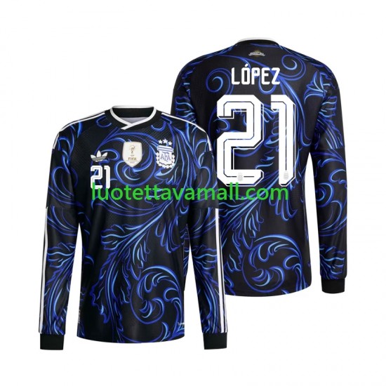 Miehet Argentiina Jose Manuel Lopez 21 World Cup 2026 Pitkähihainen Fanipaita ,Vieras
