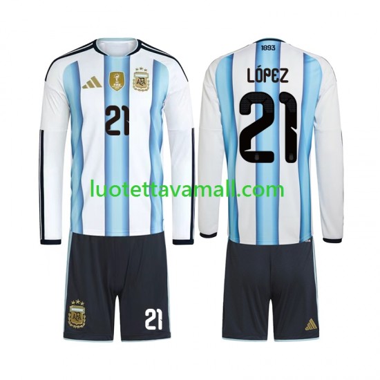 Lapset Argentiina Jose Manuel Lopez 21 World Cup 2026 Pitkähihainen Fanipaita ,Koti