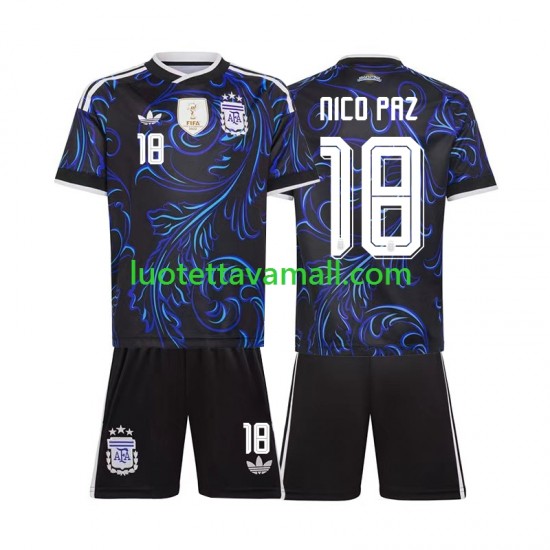 Lapset Argentiina Nico Paz 18 World Cup 2026 Lyhythihainen Fanipaita ,Vieras
