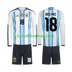 Lapset Argentiina Nico Paz 18 World Cup 2026 Pitkähihainen Fanipaita ,Koti Lapset Argentiina Nico Paz 18 World Cup 2026 Pitkähihainen Fanipaita ,Koti