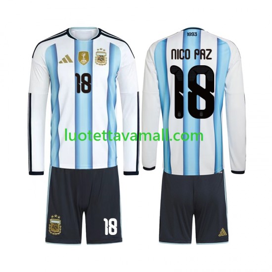 Lapset Argentiina Nico Paz 18 World Cup 2026 Pitkähihainen Fanipaita ,Koti