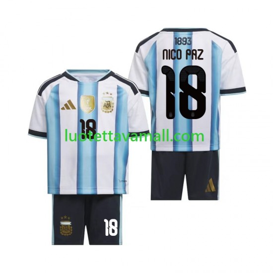 Lapset Argentiina Nico Paz 18 World Cup 2026 Lyhythihainen Fanipaita ,Koti