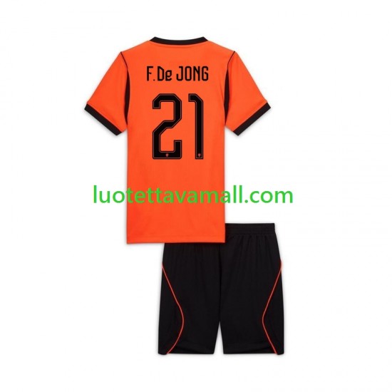 Lapset Alankomaat Frenkie de Jong 21 World Cup 2026 Lyhythihainen Fanipaita ,Koti