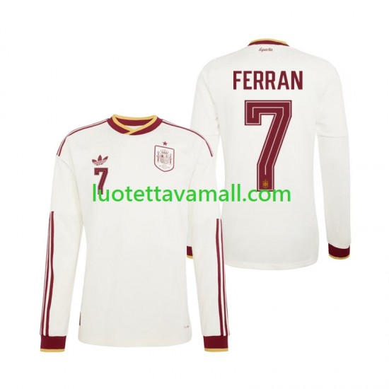 Miehet Espanja Ferran Torres 7 World Cup 2026 Pitkähihainen Fanipaita ,Vieras