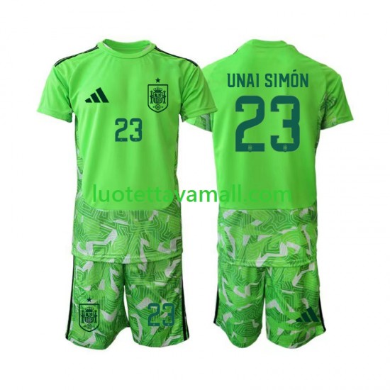 Lapset Espanja Maalivahdin Unai Simon 23 6th Green color World Cup 2026 Lyhythihainen Fanipaita