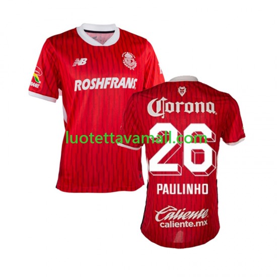 Miehet Deportivo Toluca Paulinho 26 2024-2025 Lyhythihainen Fanipaita ,Koti