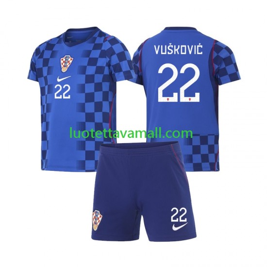 Lapset Kroatia Luka Vuskovic 22 World Cup 2026 Lyhythihainen Fanipaita ,Vieras