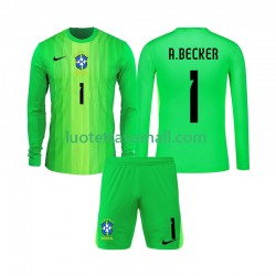 Lapset Brasilia Maalivahdin Alisson Becker 1 2026 Pitkähihainen Fanipaita ,Koti