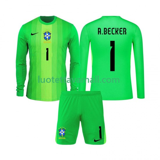 Lapset Brasilia Maalivahdin Alisson Becker 1 2026 Pitkähihainen Fanipaita ,Koti