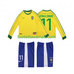 Lapset Brasilia RONALDINHO 11 Retro 1998 Pitkähihainen Fanipaita ,Koti