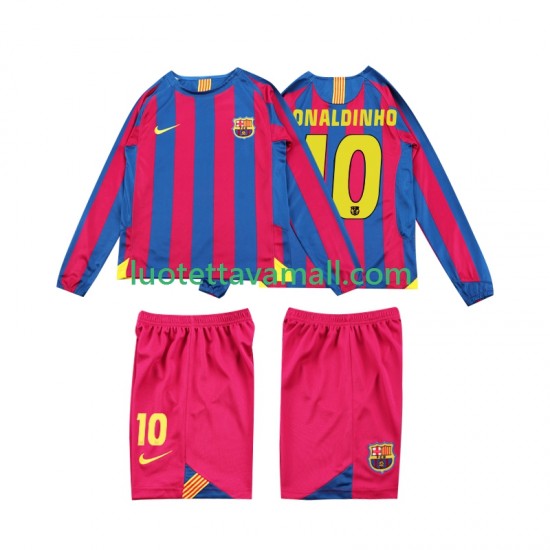 Lapset FC Barcelona RONALDINHO 10 Retro 2005 2006 Pitkähihainen Fanipaita ,Koti