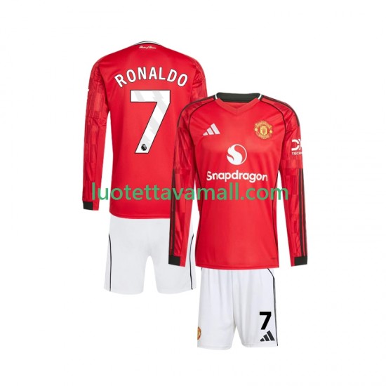 Lapset Manchester United Cristiano Ronaldo 7 2025-2026 Pitkähihainen Fanipaita ,Koti